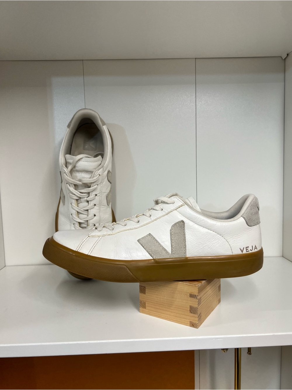 Vans White Leather Sneakers with Gum Sole